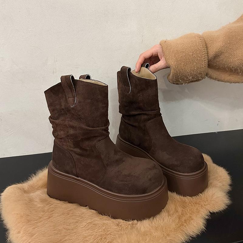 Thick-soled small man heightening retro short boots women's new autumn and winter explosion Maillard boots short Martin boots