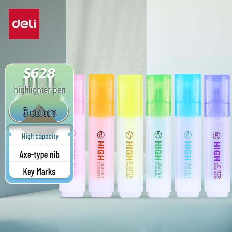 Deli Large Capacity 6-Color Highlighter Set