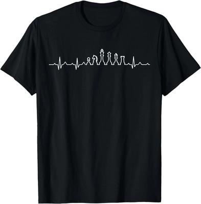 Funny Chess Heartbeat Checkers Board Game Tournament Gifts T-Shirt Small