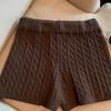 Korean Style Sweet Spicy Cable Knit Wide-Leg Elastic Waist Shorts for Women - Slimming & Casual, Early Autumn 2025.