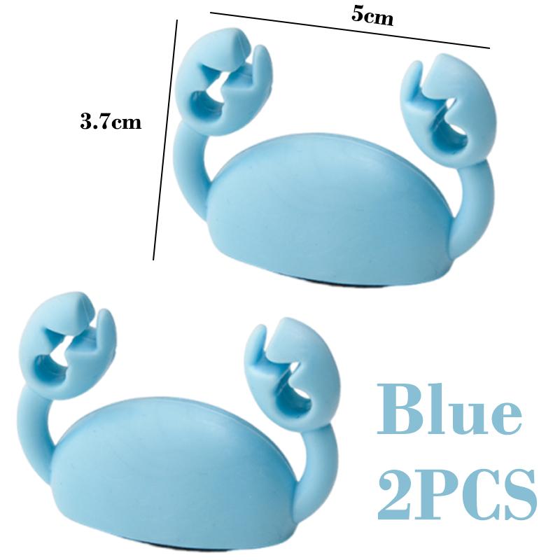 2PCS Cartoon Crab Cable Organizer Desk Self-Adhesive Data Cable Clip Phone Charging Cable Holder Home Office Cable Manager