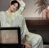 Pajamas women's spring and autumn ice silk national style ice silk disc buckle flower Xiaohongshu new Chinese thin long-sleeved loungewear set