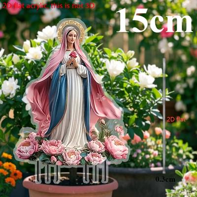 Tradičný štýl Panna Mária, 2D plochý akryl, dekorácia na terasu, vhodná do záhrad, na trávniky, k črepníkovým rastlinám, na Vianoce, Halloween