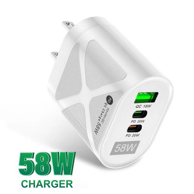 PD33W QC3.0 65W GaN Multi-Port Fast Charger with US Plug