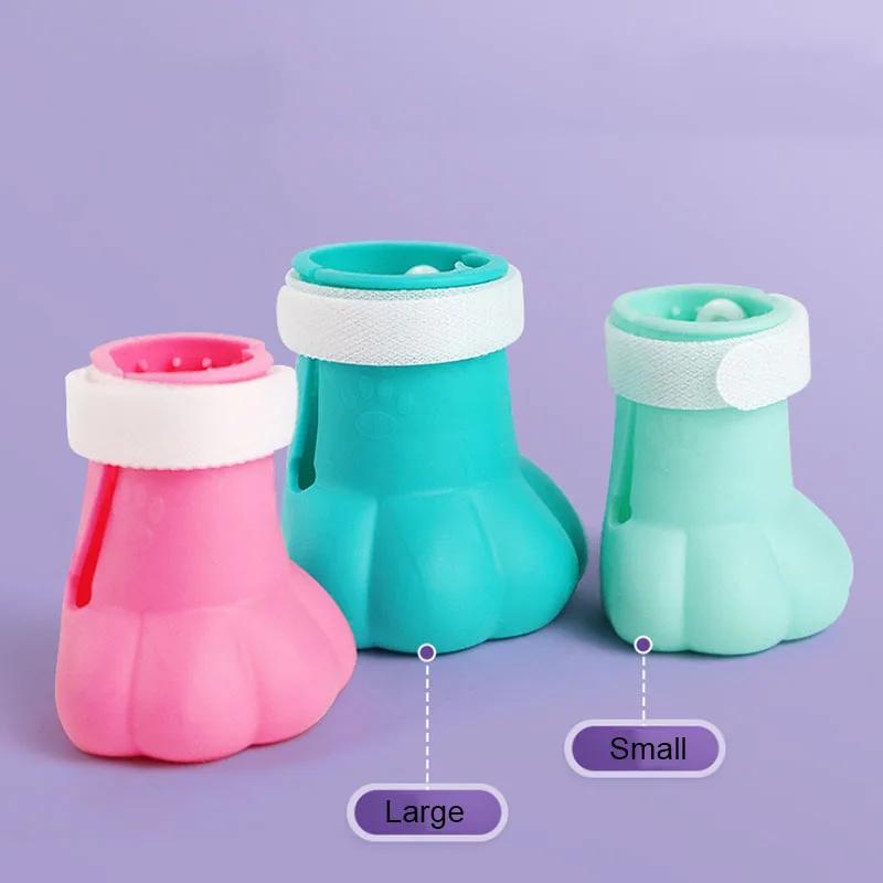 4Pcs/Set Pet Dog Cat Foot Cover Shoes Anti Slip Cat Shoe Rubber Boots for Anti Slip Scratch Prevention Dogs Cats Foot Cover