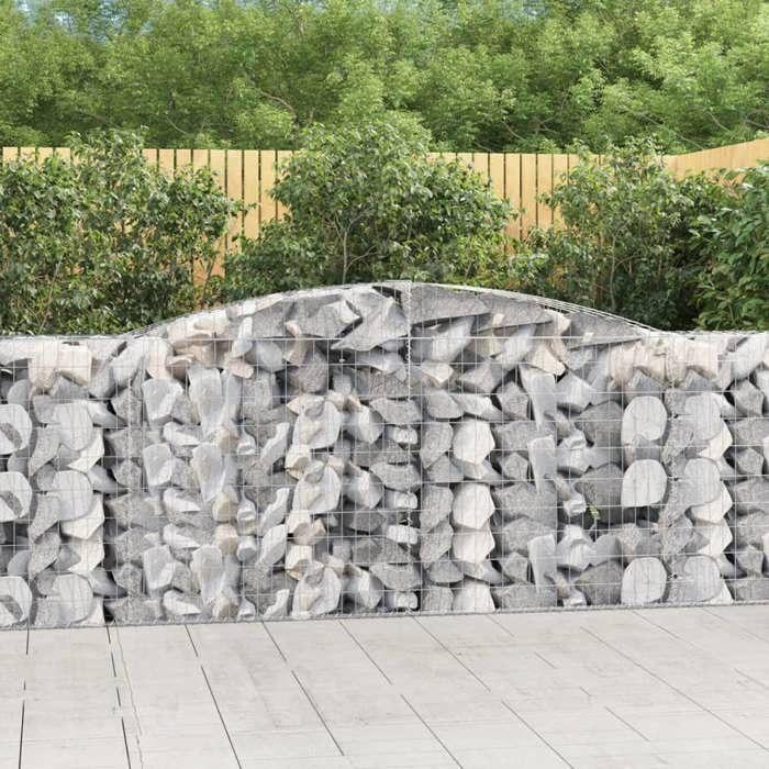 VidaXL Paniers à gabions arqués 8 pcs 400x50x100/120 cm Fer galvanisé, gabion, cage de gabion, panier de mur de gabion, mur 3147002