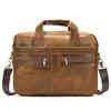 Men's Genuine Leather Briefcase - Top Layer Cowhide Business Tote and Handheld Lawyer Laptop Bag