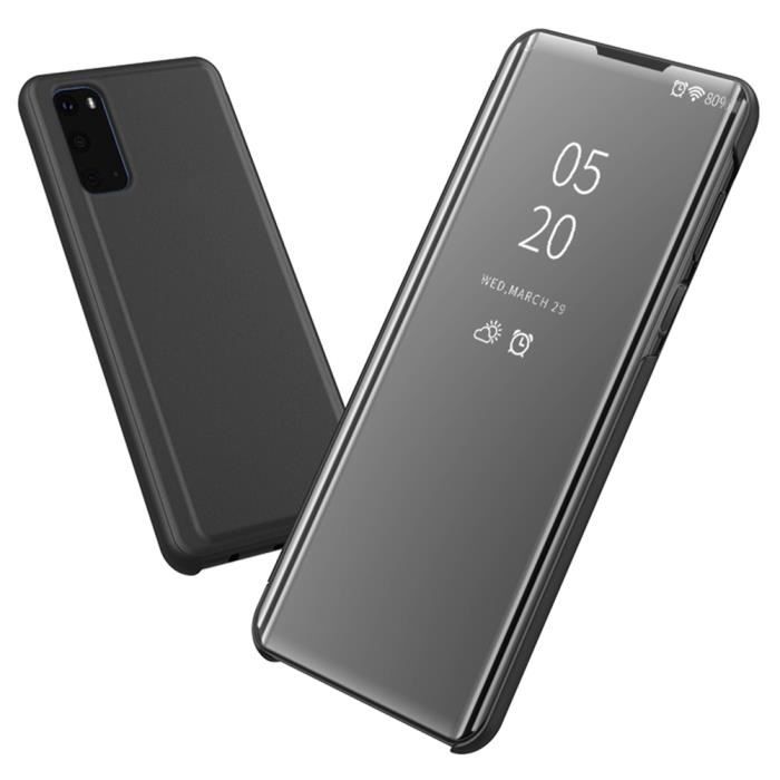 Case Stand - Samsung - Galaxy S20 - Shockproof - Clear Flap - Rose Gold Mirror