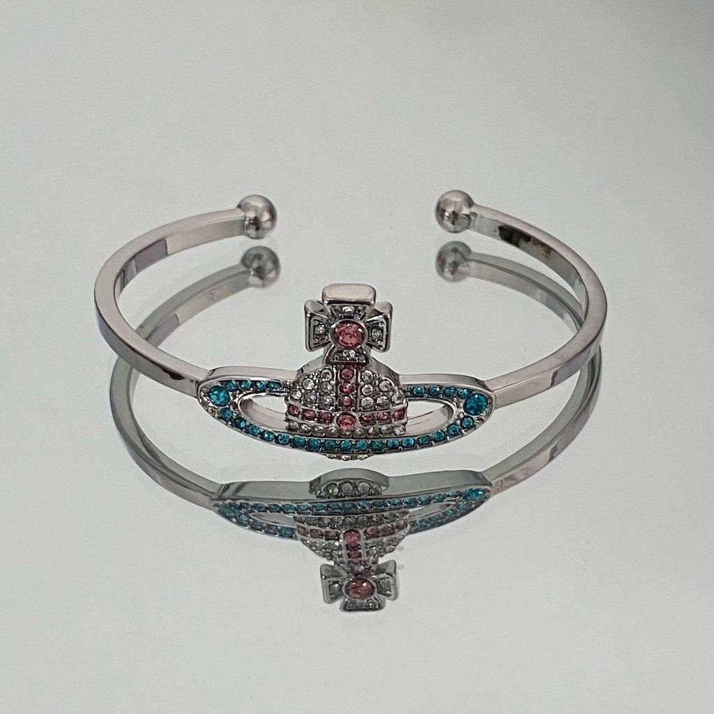 Westwood Saturn Choker Necklace: High Version, Medium Size, Women's 10MM Beads, Logo Clasp.