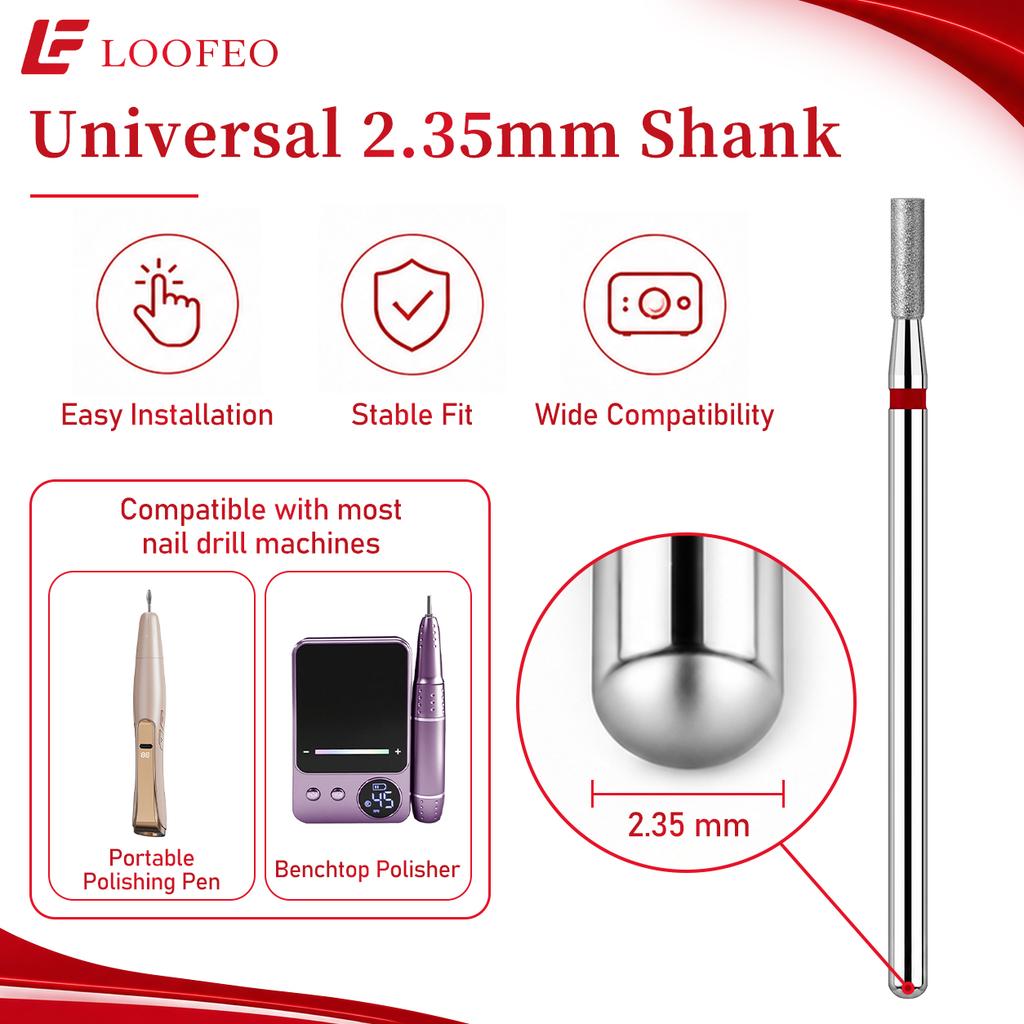 Cylindrical Bit Diamond Nail Drill Bit Set 10Pcs Nail Milling Cutters for Nail Surface Shaping Dead Skin Removal Fine Grinding Nail File Sets Home