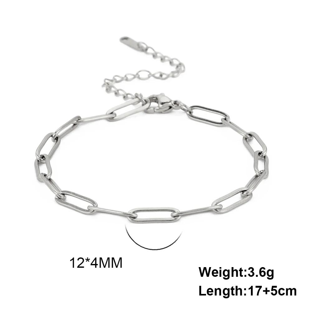 

Stainless Steel Bracelet for Women Paperclip Chain Minimalist Jewelry Gift for Friend Fashion Simple Accessories 17-22cm
