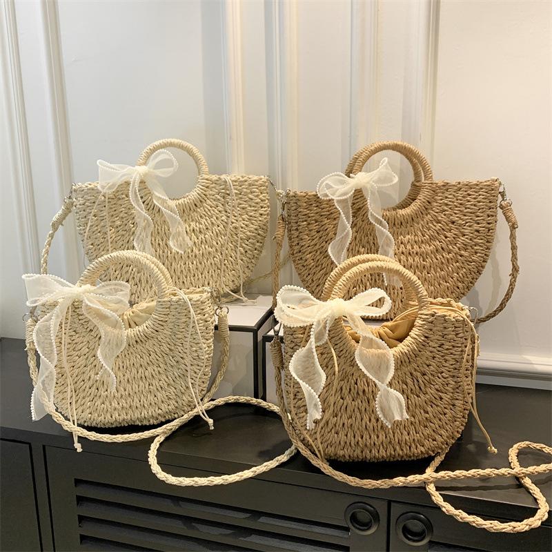 Summer New Bag Trendy Straw Vegetable Basket Women's Bag Portable Shoulder Beach Bag