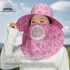 Fashion With Mask Picking Tea Hat Floral Wide-brimmed Sunshade Shawl Cap Lightweight Thin Neck Protection Hat Travel