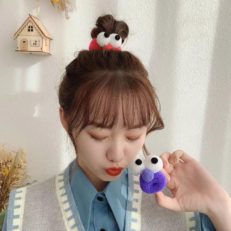 Autumn Winter Cute Big Eyes Ponytail Hair Tie - Candy Color High Elastic Hair Ring Accessory