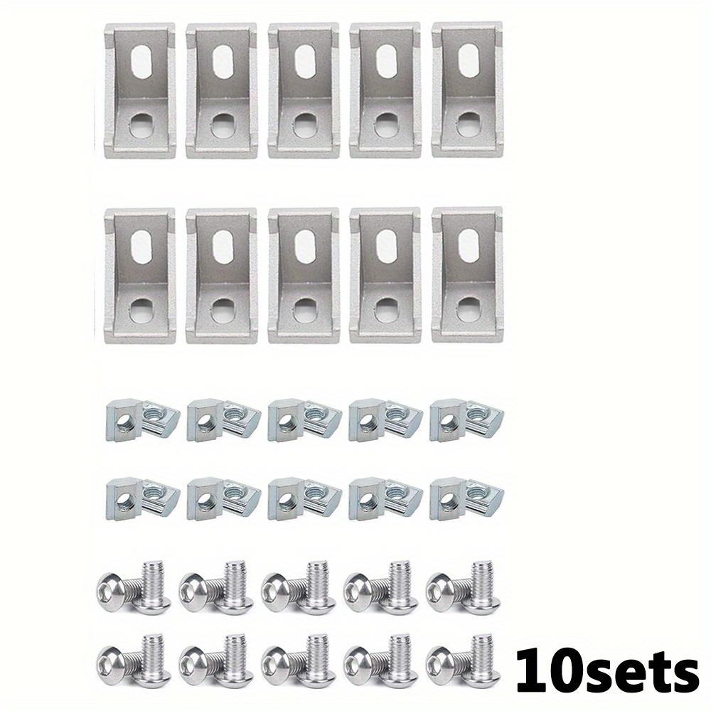 

Комплект из 10 соединителей алюминиевого профиля серии 2020, 10 полных комплектов прочных соединителей, угловых кронштейнов и крепежа для систем рельсов 6 мм 10sets серебряный