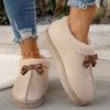 Fashion Platform Heightened Bow Slip Plus Fleece Warm Non-slip Wool Shoes Women's New Short Snow Boots for Autumn and Winter