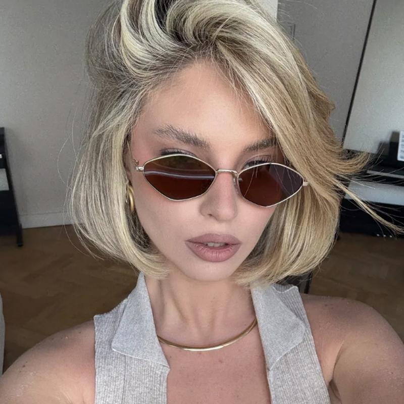 Fashion Female Punk Style Square Frame Sunglasses Women Brand Designer Metal Polygon Frame Eyeglasses Uv Protection Shades