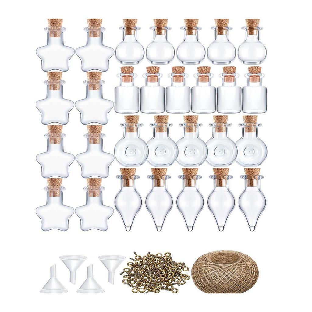 Clear Glass Mini Wishing Bottles Jars with Cork Stoppers Set for Craft Enthusiasts Art Projects Decors Party Favor