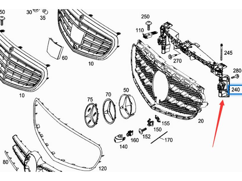 2128801403: Compatible Center Grille Bracket for Mercedes-Benz E-Class W212