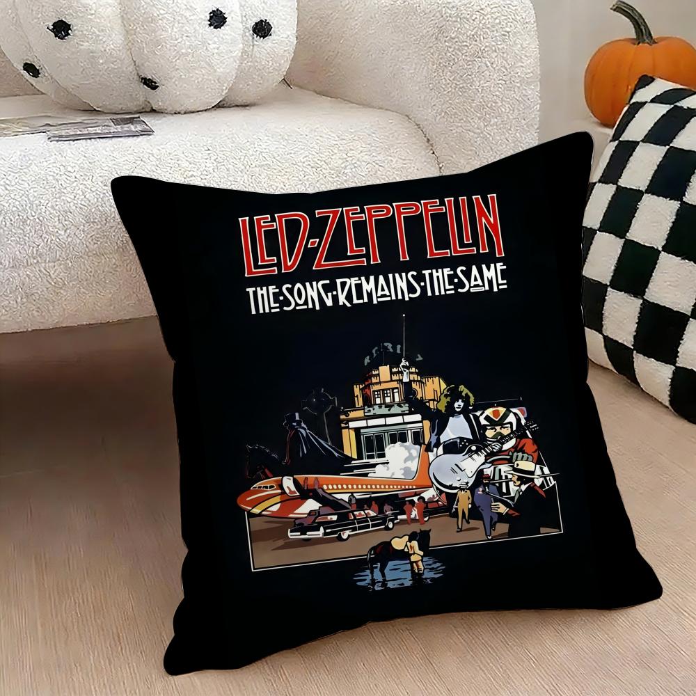 Band Lled Zzeppelin Cushion Cover Natural Linen Double Sided Print Throw Pillow Case for Sofa Couch Home Decor