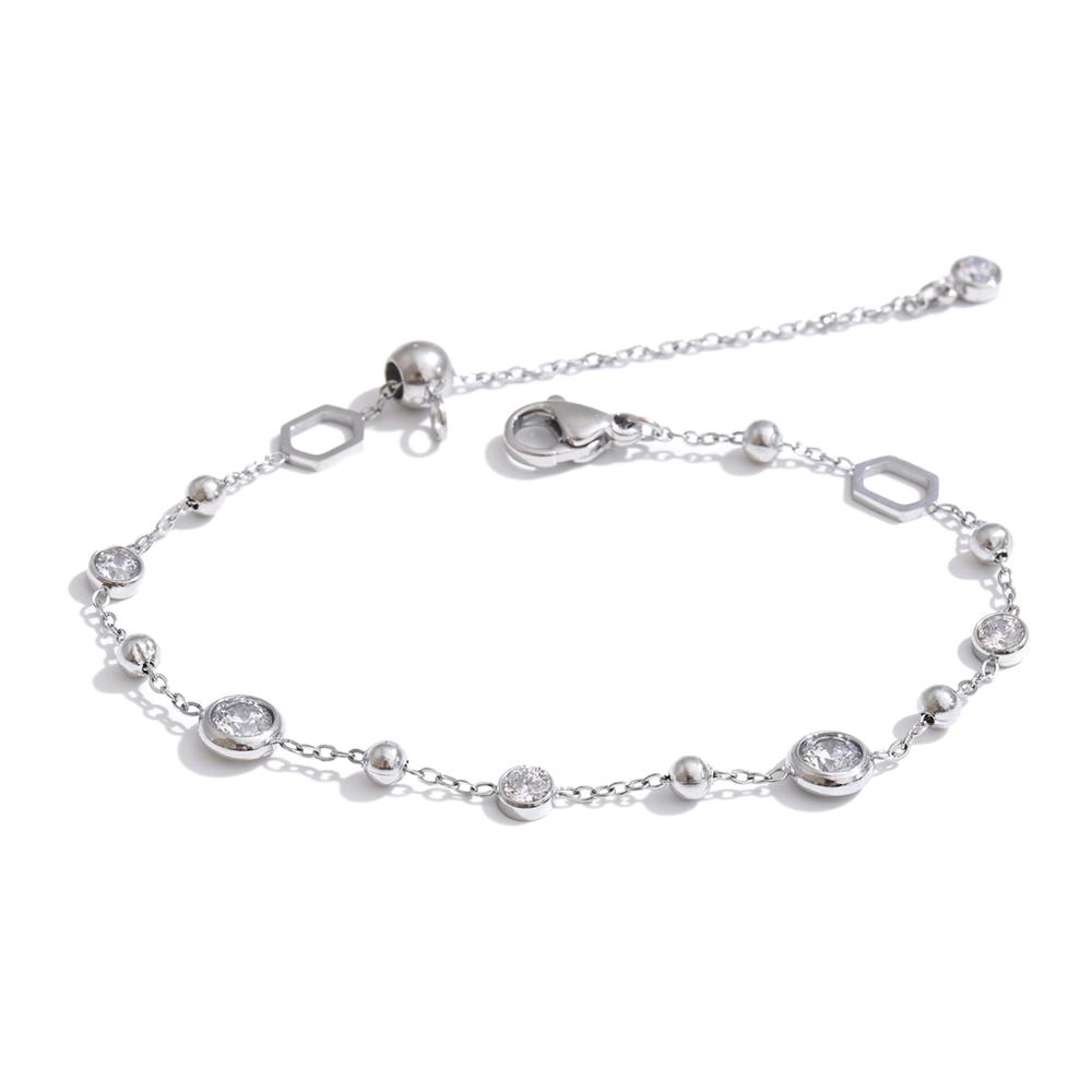 

Yhpup Stainless Steel Cubic Zirconia Chain Bracelet Bangle Trending Delicate Aesthetic Chic Adjustable Wrist Jewelry PVD Plated