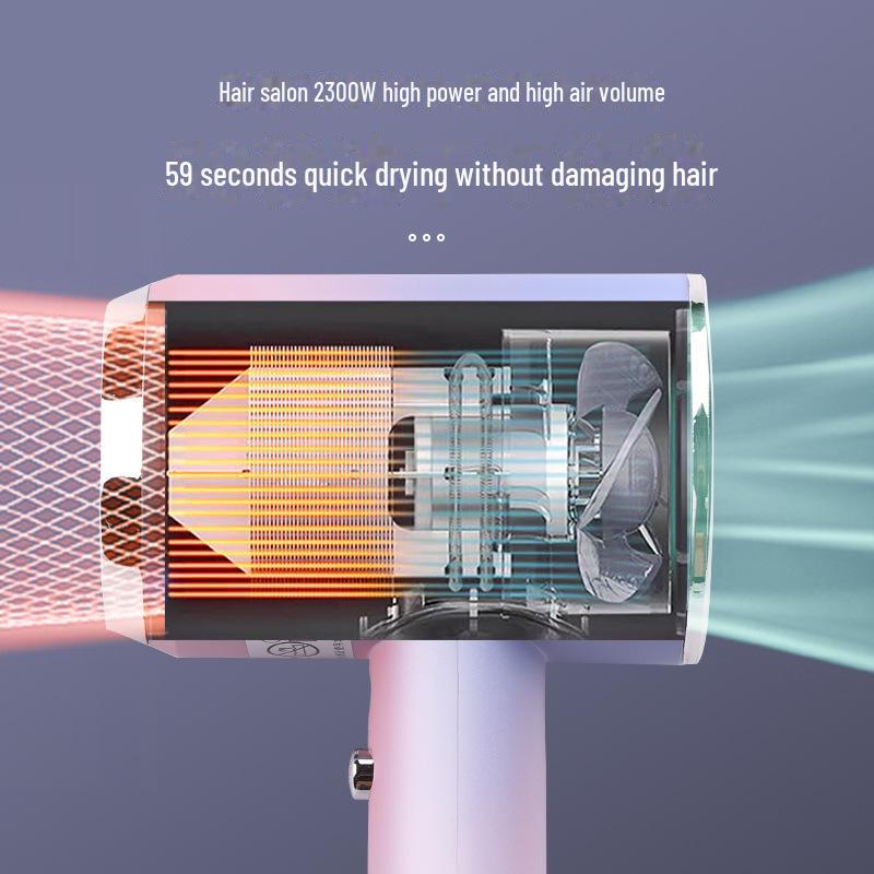 High Power Blue Light Ionic Hair Dryer: Portable, Efficient, Noise-Reducing, Quick-Drying