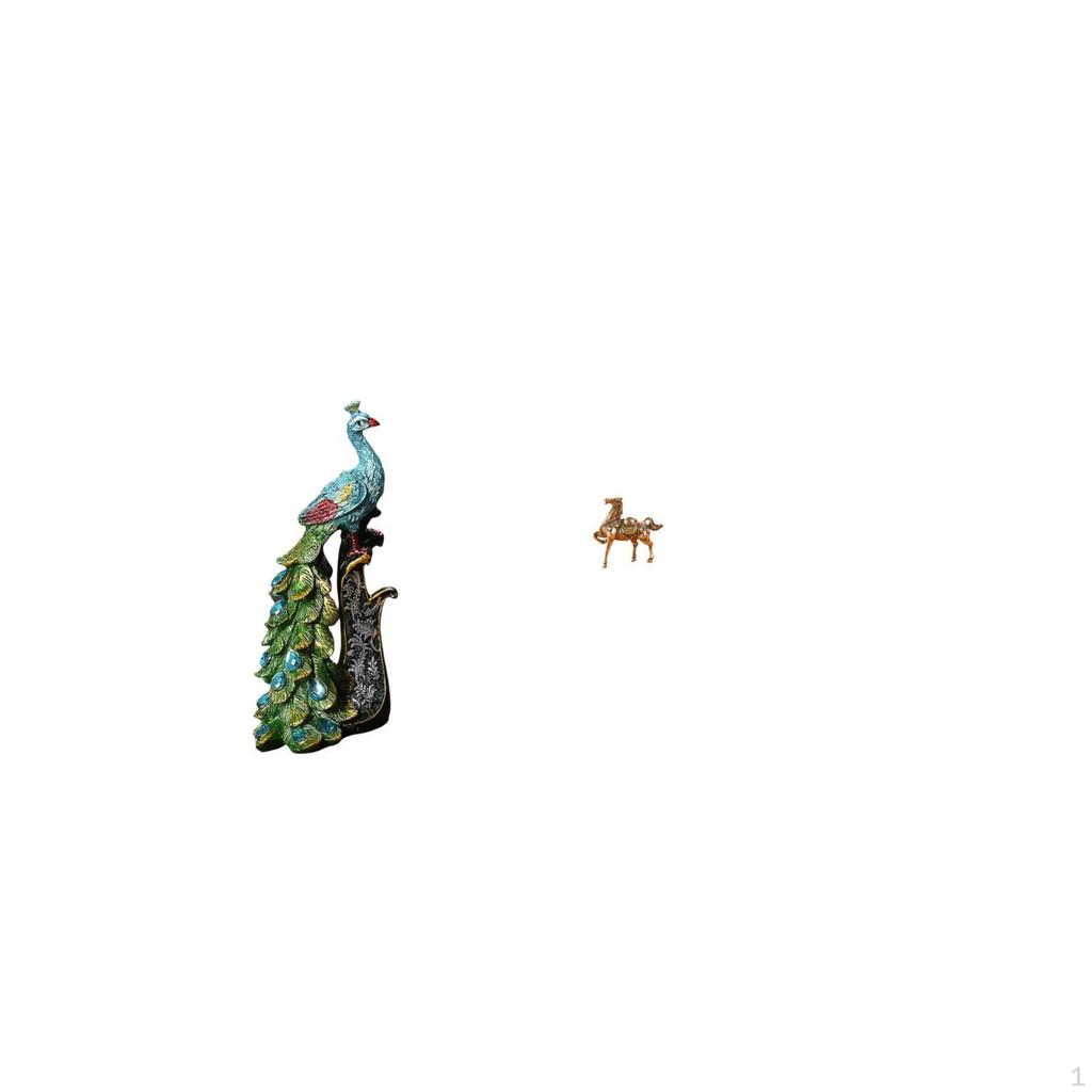 Majestic Equine Peacock Sculpture Artistic Animal Ornament for Office Bedroom Desk Shelf Vintage