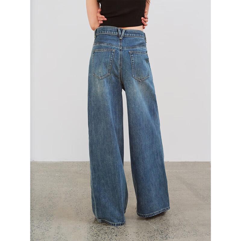 

Fu Zhi en High-Waisted Washed Retro Blue Wide-Leg Denim Jeans S