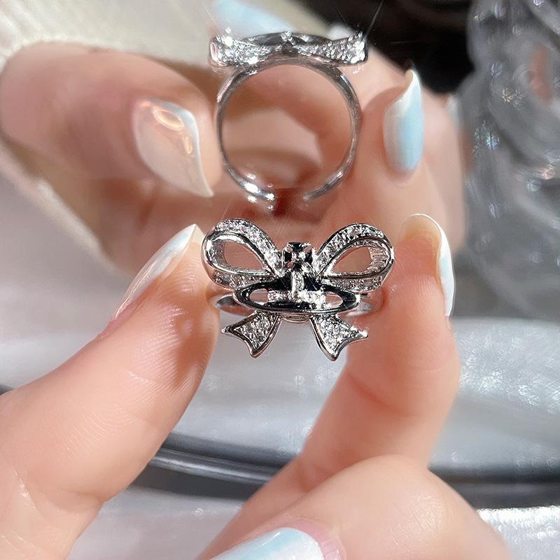 [Butterfly Jewelry] Oil Dripping Butterfly Open Ring Full Of Diamonds Zircon Fashion French High Sense Ring