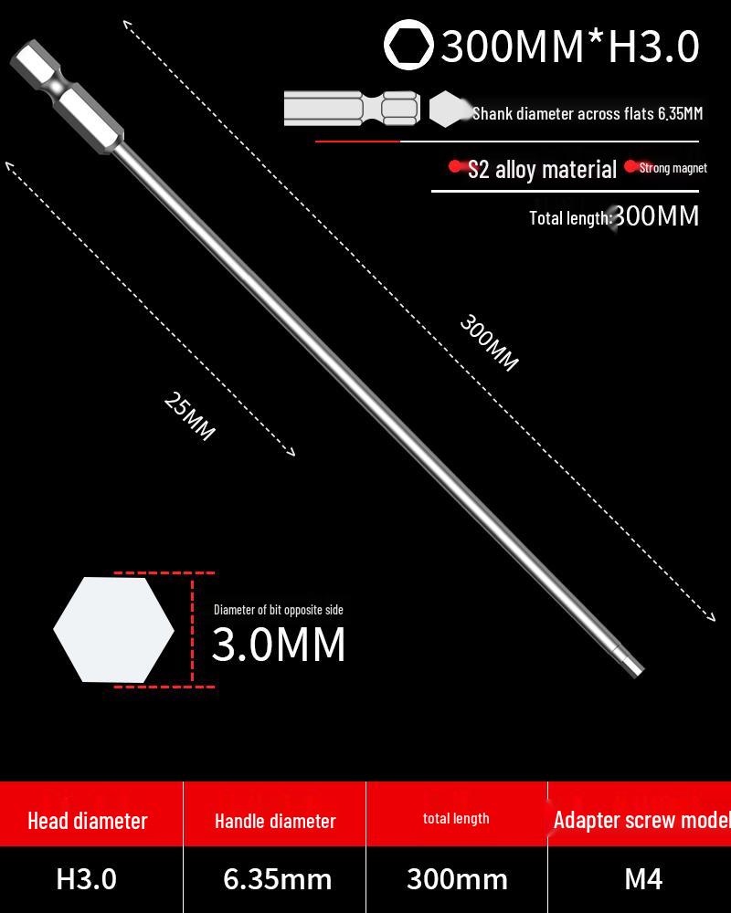 Hexagonal Driver Bit Extension for Screwdriver and Drill