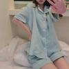 Women's Pajamas Sets Summer Sleepwear Cotton 2 Piece Solid Pyjama Short Sleeve Top Shorts Pijama Homewear Housewear