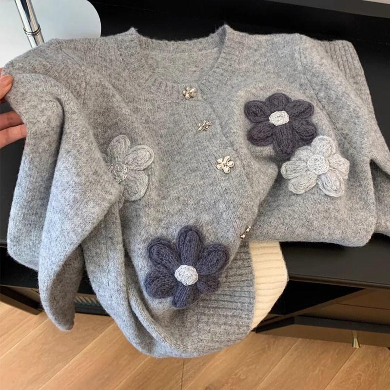 Sweaters Coat Cardigan for Women Cotton Vintage Loose Long Sleeve Knit Cardigan Sweaters Jacket