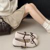 Fleece Round Head Gentle Wind Bow Flat Cotton Shoes Fluffy Shoes Women's Autumn and Winter 2025 French Warm New Sweet