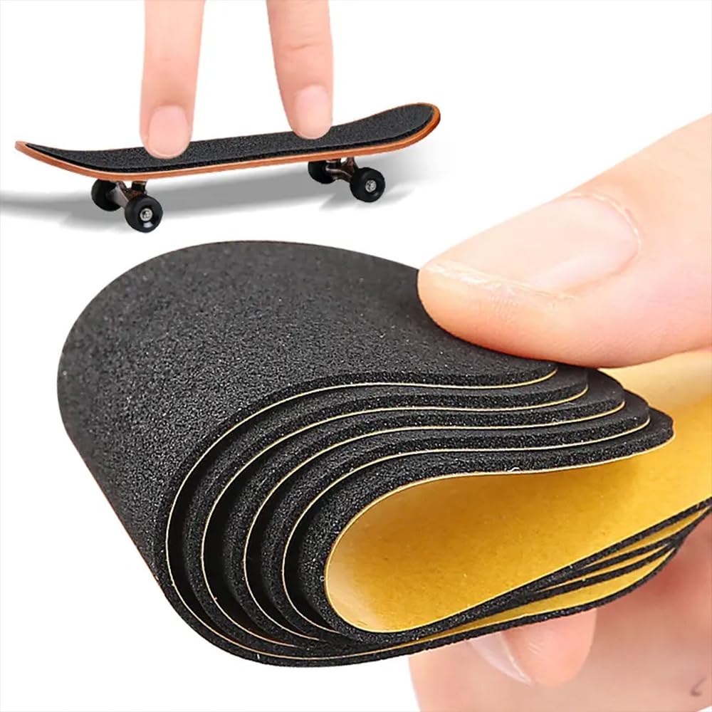 10pcs Finger Skateboard Finger Skateboard Skateboard Accessories Props Yellow Paper Black Anti-Slip Stickers, Anti-Slip Pads, (33mm98mm Type)