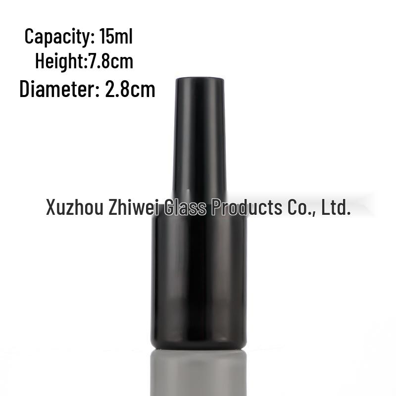 10ml Black Glass Nail Polish Bottle with Brush for Nail Art and Care