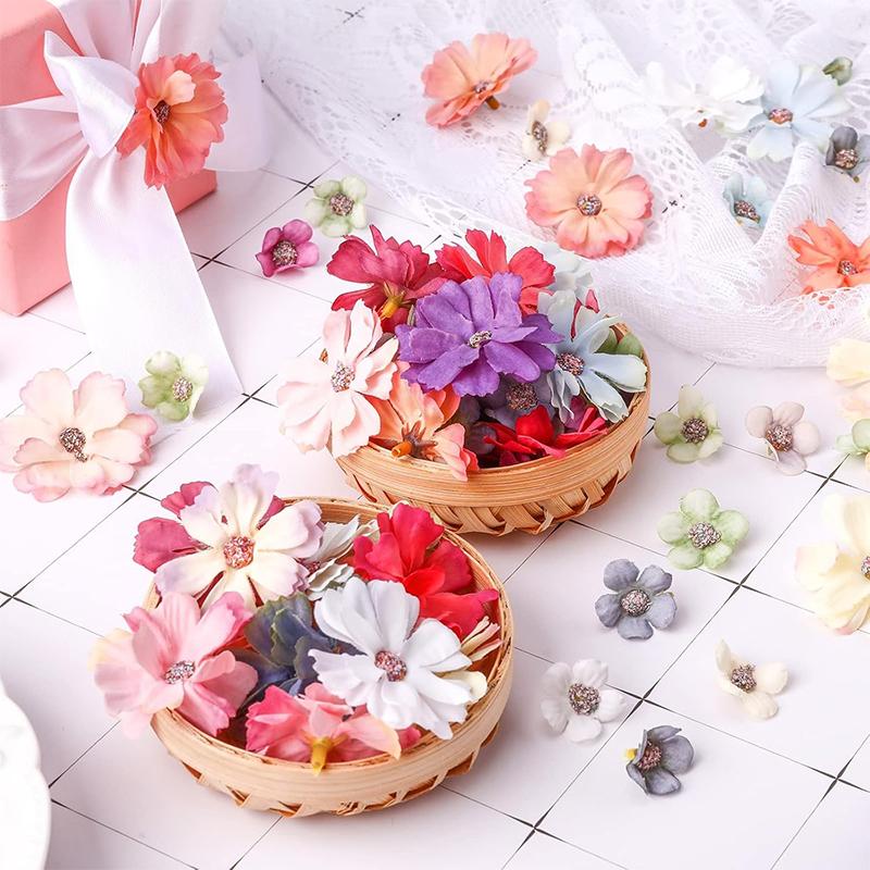 12/24/36 st Mini Konstgjord Silkesblomma Tusensköna Körsbärsblommor Blomsterdekoration DIY Krans Tillbehör Bröllop Hemdekoration