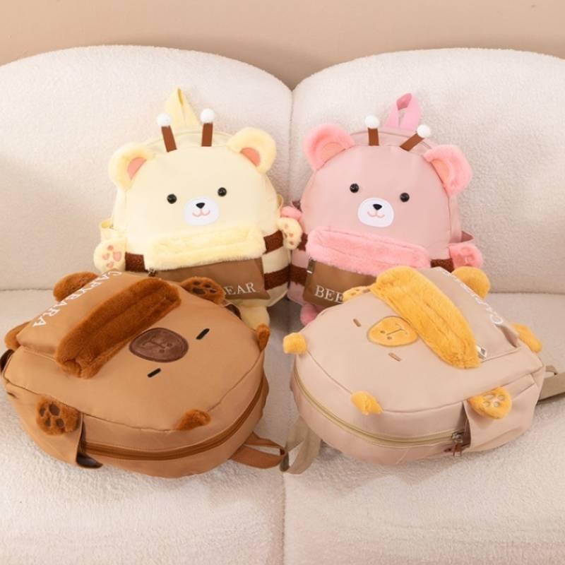 Cute Cartoon Bear Children's Backpack For Kindergarten Students With Spacious Design And Lightweight Oxford Cloth