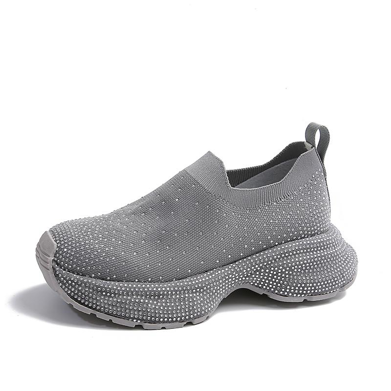 Fashion 2025 Summer Autumn Women's High Quality Water Diamond Casual Shoes Luxury Thick soled Single Shoes Designer SLIP-ON Flat Shoes