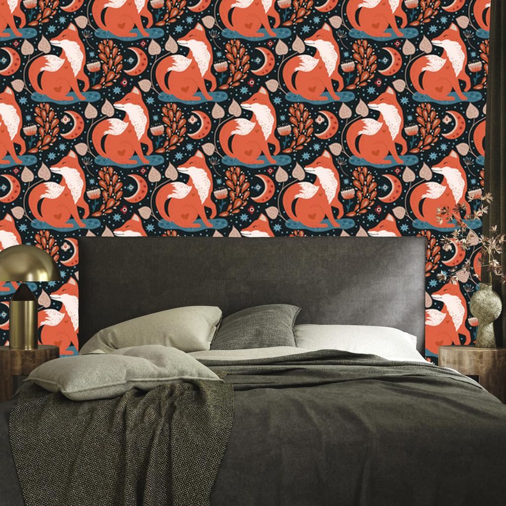 Forest Animals and Plants Turquoise Wallpaper for Living Room and Bedroom 50x1000