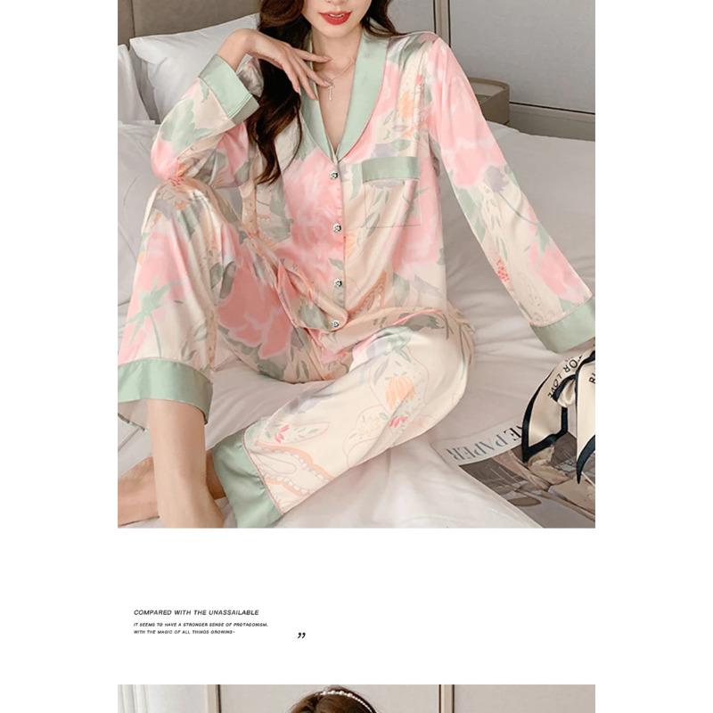 Nuovo Pigiama da Donna Autunno Primavera 2 Pezzi Moda Cardigan Pigiama da Donna Dolce Stampa Loungewear Set da Donna