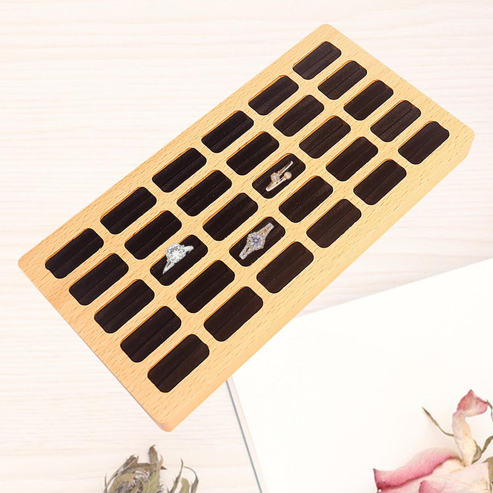 

Організатор для кілець Піднос Підставка для сережок Дерев яна Підставка Зберігання Дисплей для Beech Black