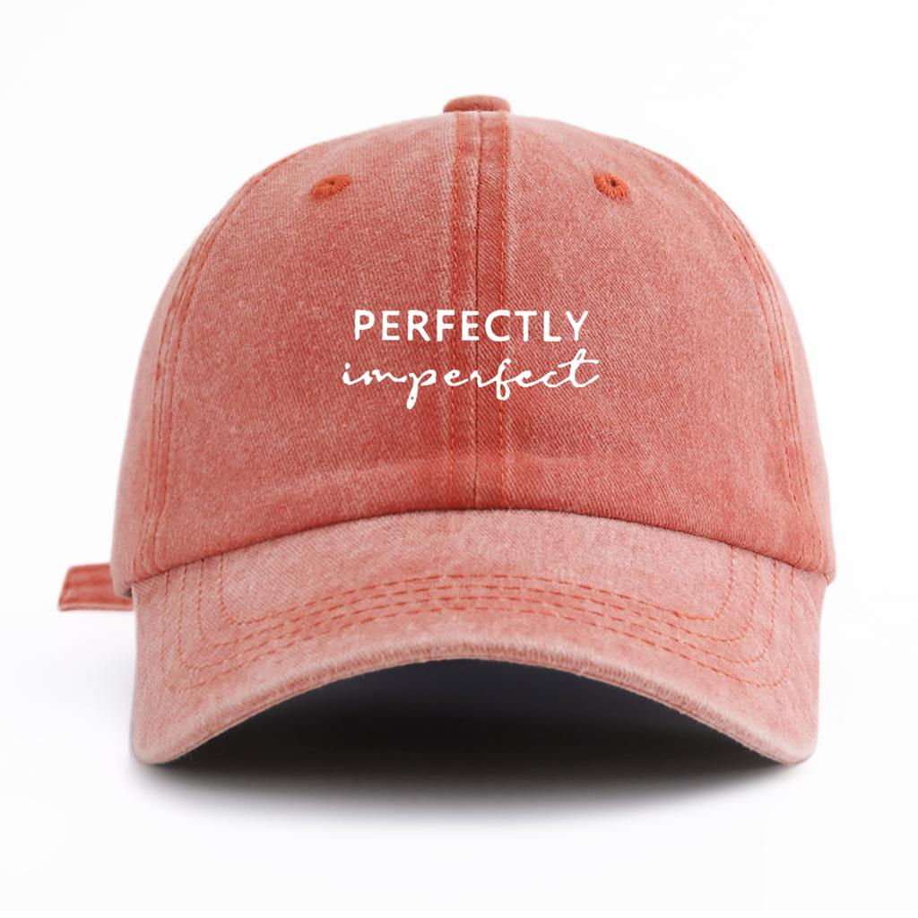 1pc PerIMPFCT Print Washed Baseball Cap for Adults,  Minimalist Retro Style Casual Soft Adjustable Dad Hat, Perfect As Gift