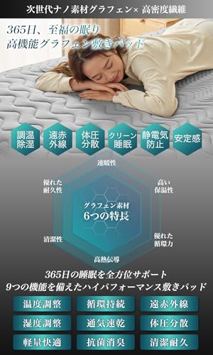 Softime Single Mattress Pad [Next-Generation Nano Material Graphene X High-Density Fiber] Bed Pad [5-Layer Construction for Temperature Control, Dehum