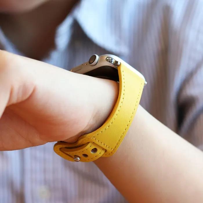 Apple Watch Slim Leather Strap Compatible with All SE Models (Mimosa)