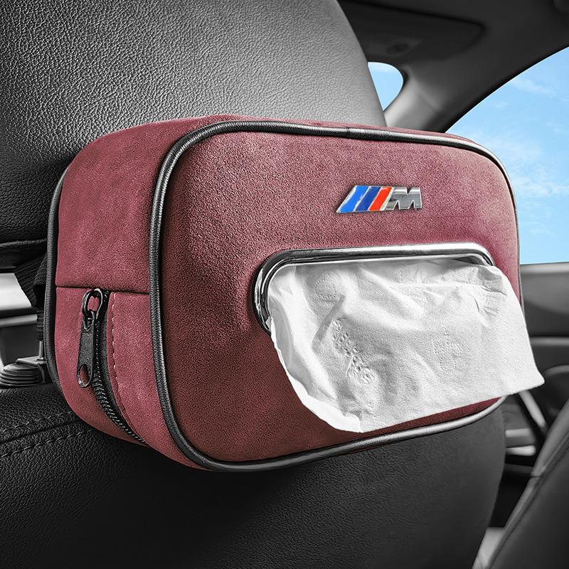 Car Metal Logo Tissue Box Sunshade Seat Backrest Suspension Tissue Box For BMW M X1 X3 X5 X6 X7 E30 E90 M3 E84 E83 F25 E91 E60 F WHAQY1