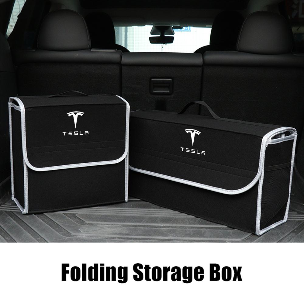 CRWOQ1 1/2Pcs Car Accessories Trunk Storage Bags Travel Organizer Box For Tesla Model 3 Model Y S X 2017-2023 SpaceX Roadster Coil Mod