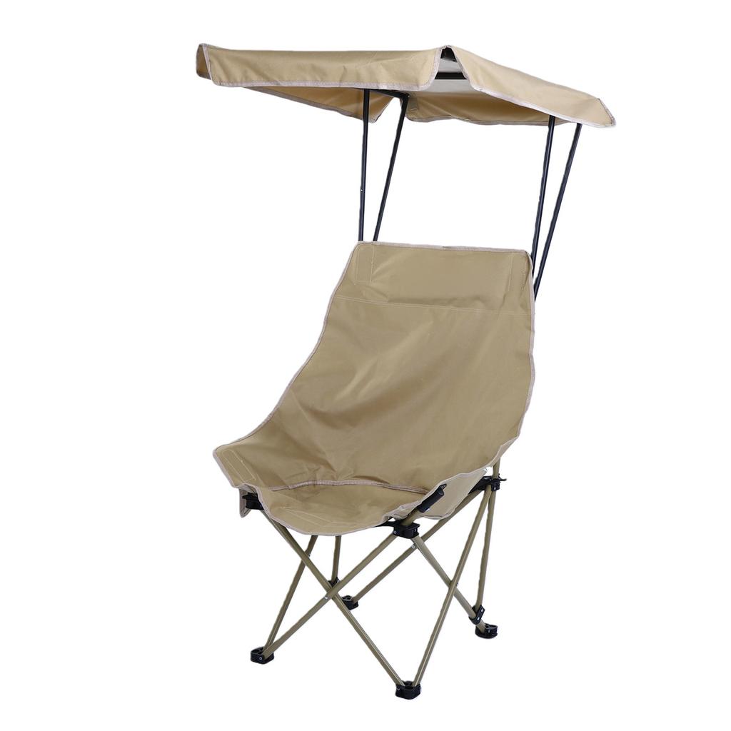 Sedia Pieghevole Portatile con Tettoia Leggera Schienale Alto per Pesca Campeggio Spiaggia