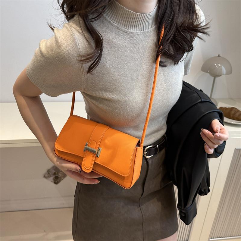 Chic Black White Orange Green Brown And Rose Pink Pu Shoulder Bag Stylish Fashionable Handbag