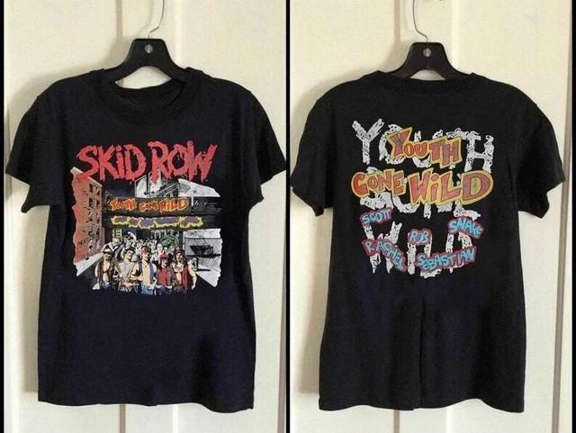 1989 Skid Row Youth Gone Wild 2 Side Cotton Black Unisex T-shirt S
