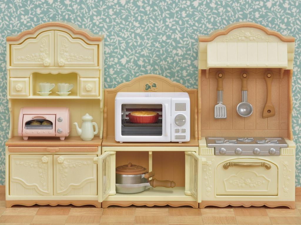 Sylvanian Families Nábytek [Sporák a regál] Ka-425 Certifikováno značkou ST, od 3 let, Hračka Domeček pro panenky, Sylvanian Families, EPOCH